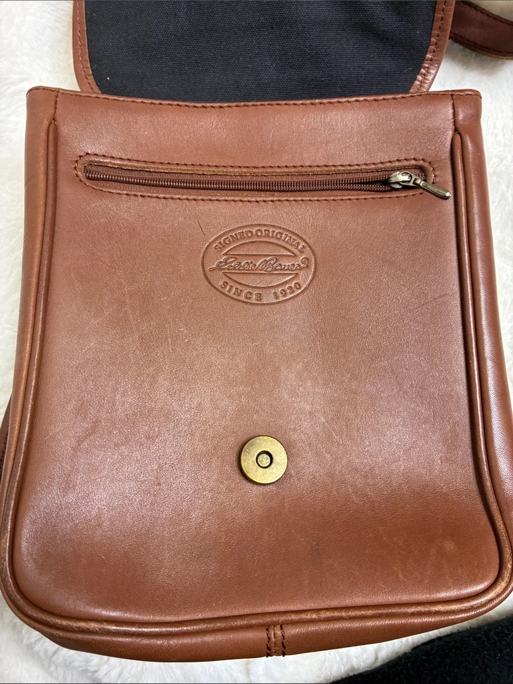 Eddie Bauer Brown Leather Messenger Crossbody